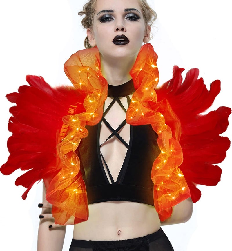 UQJE Victorian Natural Feather Shawl Shrug Shoulder Wrap Gothic Collar Costume Accessories - Image 1